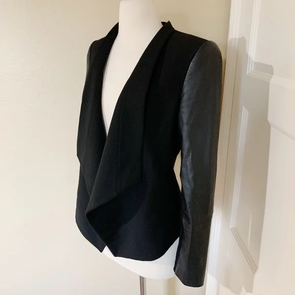 BCBG MaxAzria Abree Leather Trim Blazer Black - Picture 4 of 8